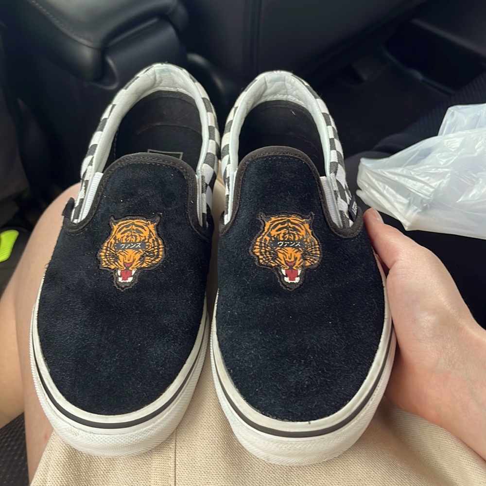 Checkered Slip on Vans w/ embroidery